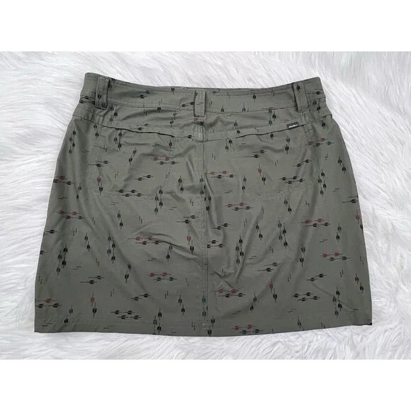 Eddie Bauer Green Skort Size 14 Pockets Stretchy Arrow Print‎ Tennis Golf Casual - Picture 4 of 13